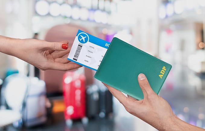 Personalized Monogrammed Teal Leather RFID Passport Wallet - Image 7
