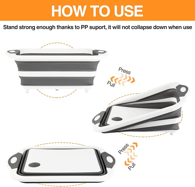 Collapsible BBQ Prep Tub/Cutting Board 10L, Foldable Dish Tub - Image 3