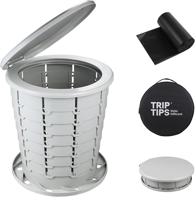 TRIPTIPS Upgrade Retractable Portable Toilet Travel Toilet Adjustable Height by Triptips