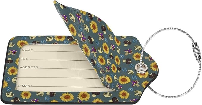 Sewant Mushrooms Leather Luggage Tag - Image 2