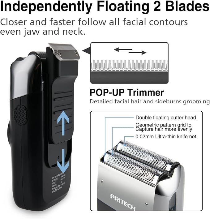 PRITECH Foil and Bald Shavers 2 in 1 Electric Shaver - Image 3