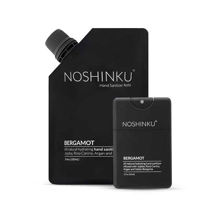 Noshinku Bergamot Pocket Hand Sanitizer Refill Kit: Refill Pouch + Sprayer by Noshinku