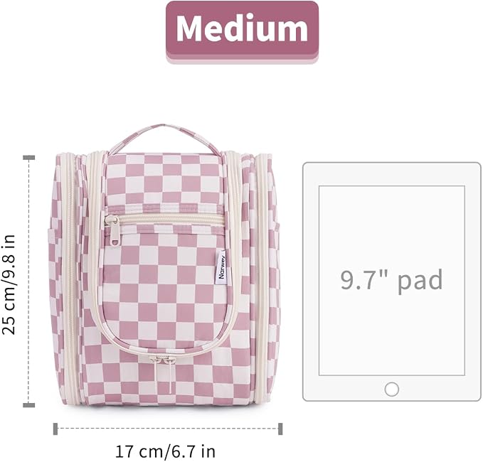 Narwey Small Checkered Hanging Travel Toiletry Bag - Image 8