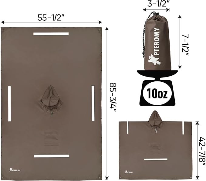 PTEROMY Hooded Rain Poncho for Adult - Image 7