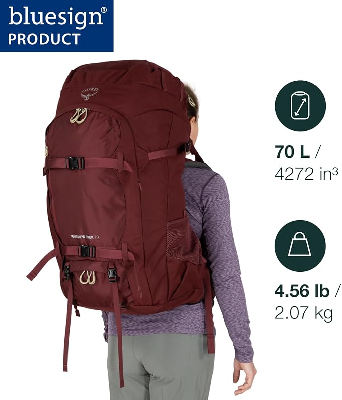 Osprey Fairview Trek 70L Women's Travel Backpack, Night Jungle Blue - Image 2