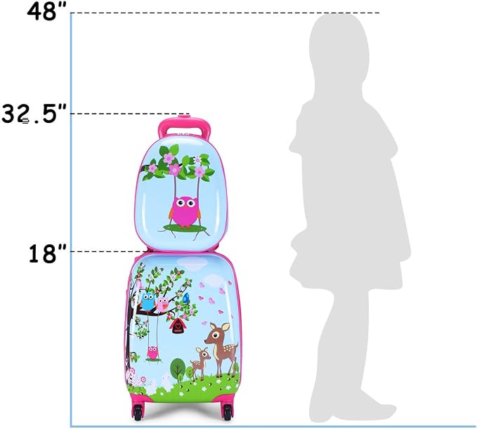 HONEY JOY Kids Luggage, 12” Travel Backpack & 16” Hard Shell Toddler Suitcase - Image 7