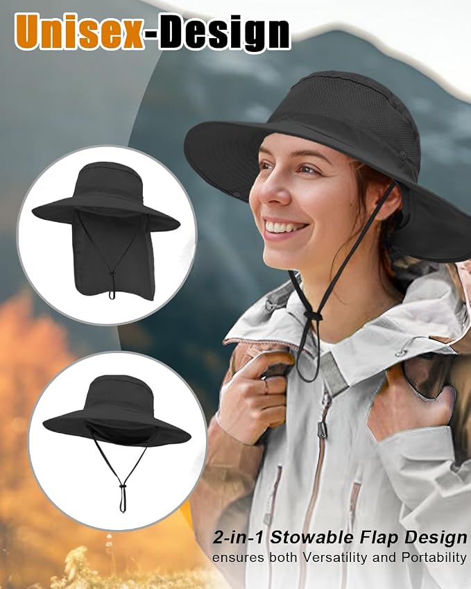 Outdoor Sun Hats with Stowable Neck Flap - Image 4