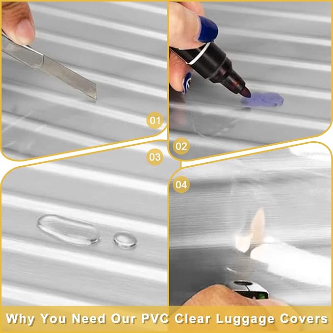 Suitcase Cover for 20" Luggage TSA Approved Clear PVC Thickened Protective - Image 5