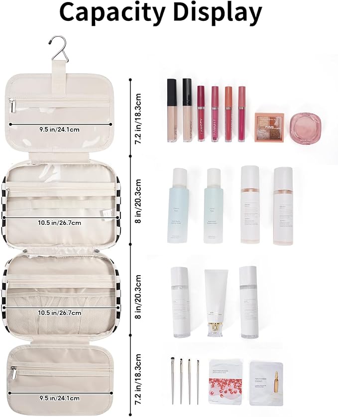Narwey Hanging Toiletry Bag for Women Travel Makeup Bag Organizer Toiletries - Image 4