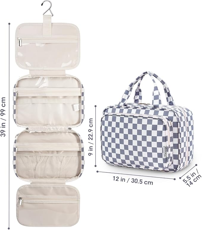Narwey Travel Toiletry Bag for Women Large Hanging Makeup Bag Organizer - Image 9