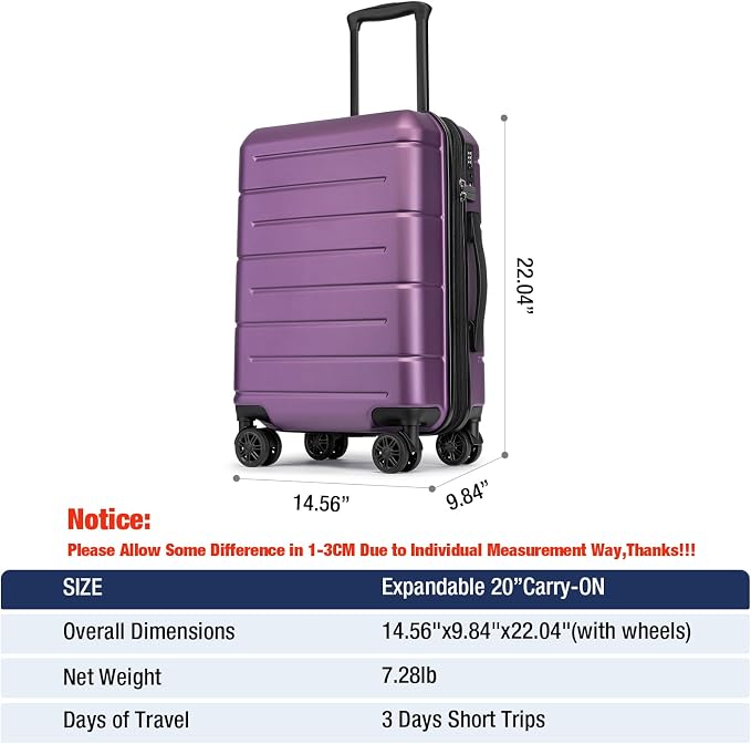 KYME Hardside Expandable Carry On Luggage 22x14x9 Airline Approved - Image 8