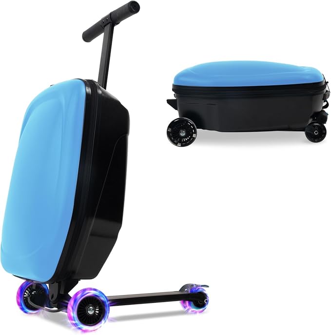 20" Scooter Suitcase for Kids, 2-in-1 Ride On Luggage by GHSY