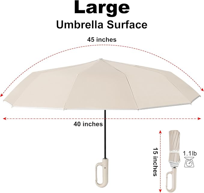 TradMall Travel Umbrella, 280T Fabric Windproof Automatic Portable Compact - Image 2