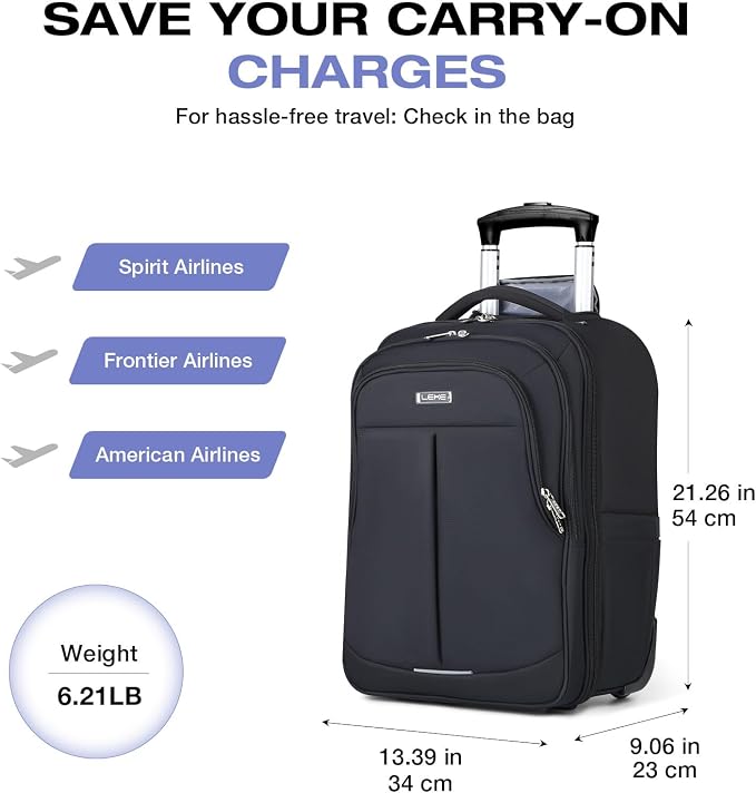 Rolling Backpack for Adults, 18 Inch Waterproof Carry-on Back pack - Image 5