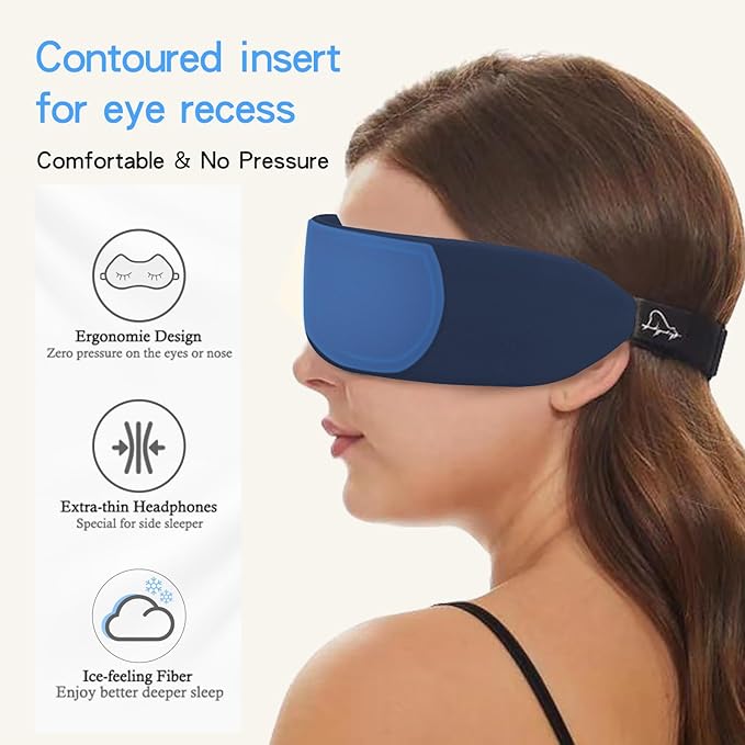 ALASKA BEAR Sleep Headphone Eye Mask w/Thin Speakers, Comfortable Flat Earphones - Image 3