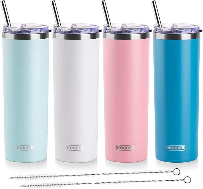 koodee 20 oz Stainless Steel Skinny Tumblers Double Wall Insulated Water by koodee