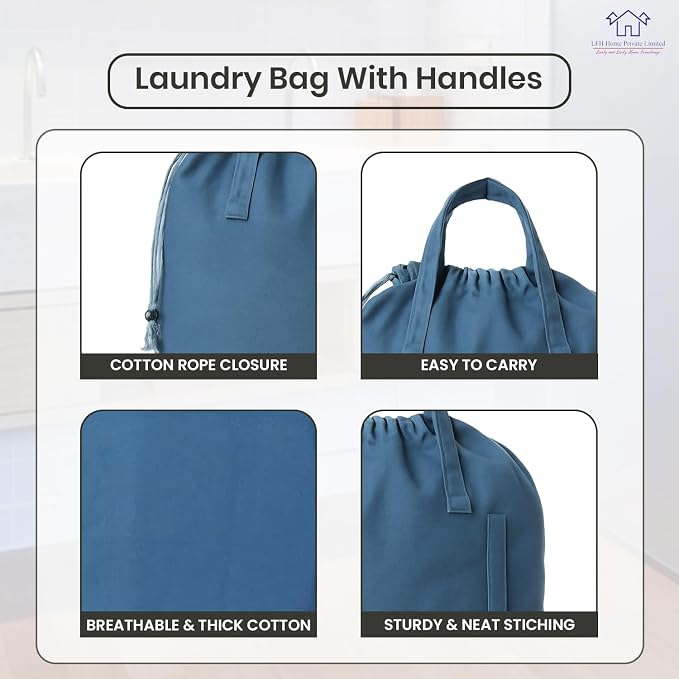 LFH Home Cotton Canvas Large Laundry Bag - Image 3