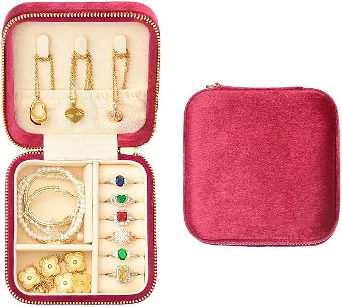Travel Jewelry Case, Small Plush Velvet Jewelry Box by TAIMY