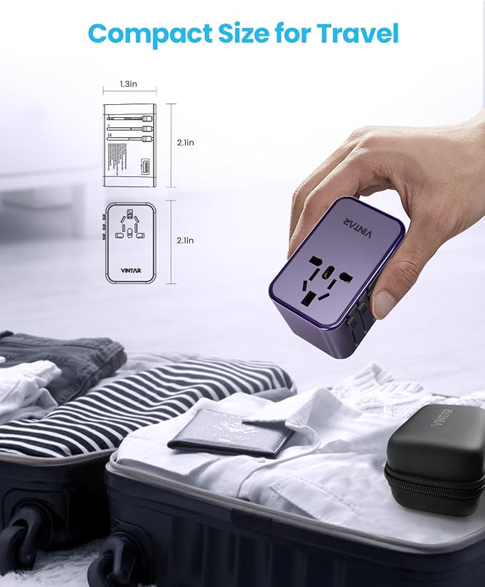 Universal Travel Adapter, VINTAR 75W GaN International Power Adapter - Image 5
