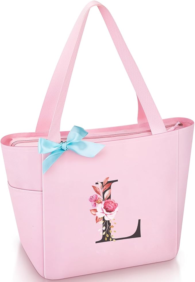 Vavabox Tote Bag, A-Z Initial Monogrammed Waterproof Tote Bag, Bridesmaid Gifts by Vavabox