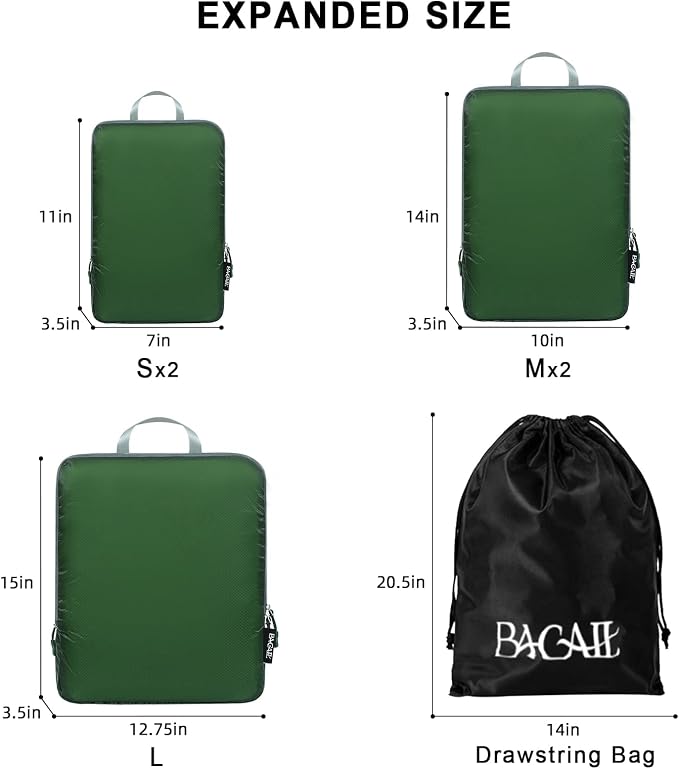 BAGAIL 6 Set Ultralight Compression Packing Cubes Packing Organizer - Image 2