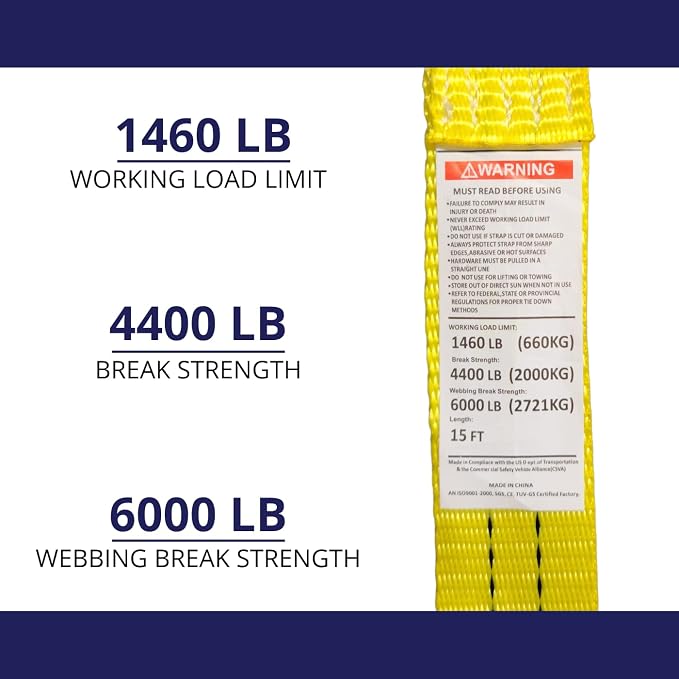 10 Pack 1.5" x15' Ratchet Strap 4400LB - Image 5