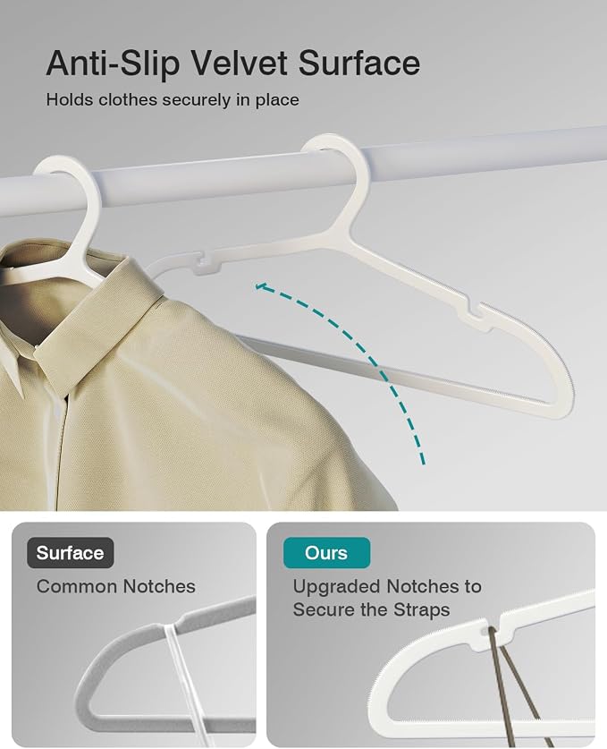 100 Pack Clothes Hangers, Non Slip Plastic Coat Hangers, Space Saving Hangers - Image 5