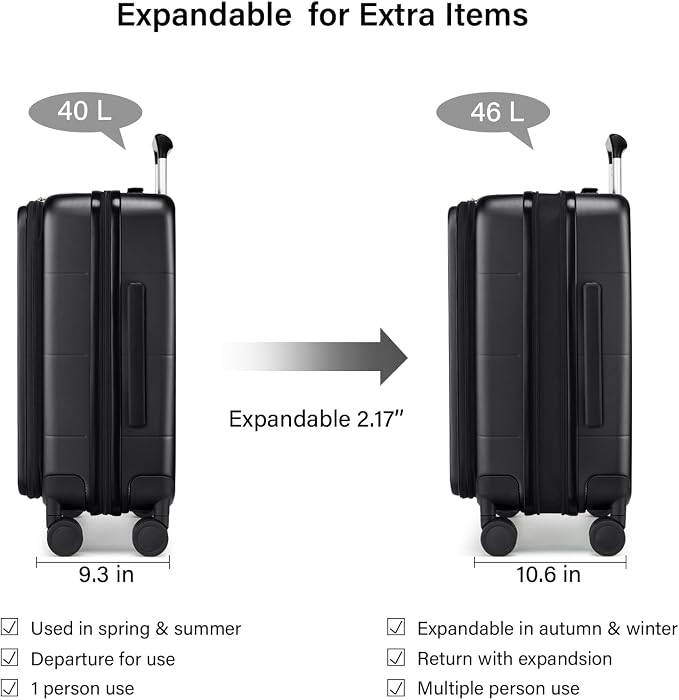 Hanke Hardside Expandable Carry On Luggage, 20 Inch Top Opening Trunk Luggages - Image 2