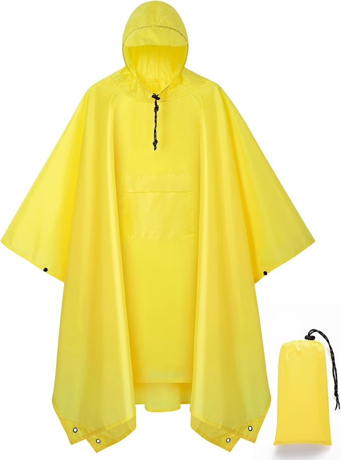 salamra Hooded Rain Poncho Waterproof Raincoat Jacket by salamra