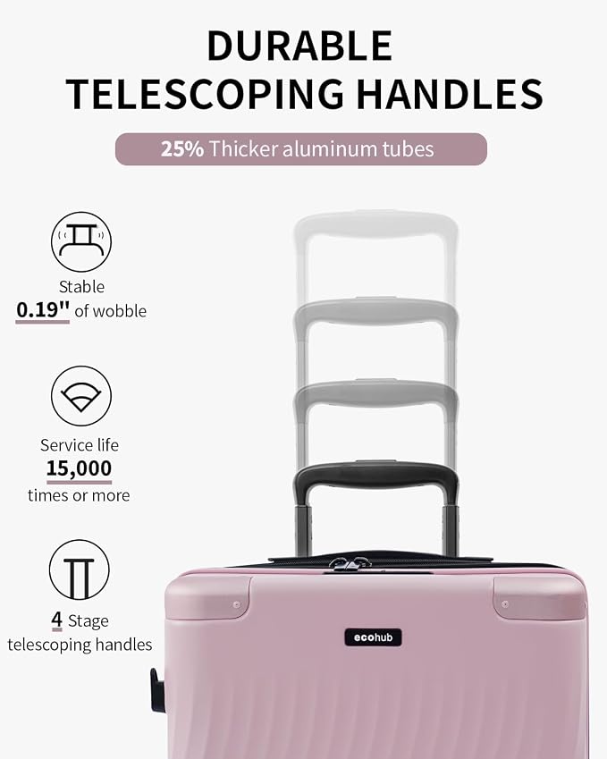 ECOHUB Hardside Expandable Carry On Luggage, Recycled PC 24" Rolling Luggage - Image 5