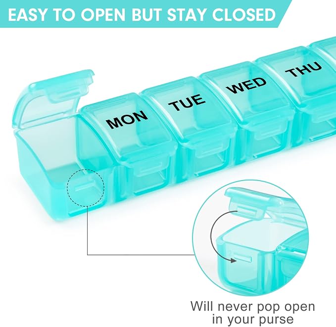 Small Pill Organizer 2 Times a Day, 2 Pack 7 Day Pill Box 1 Time a Day - Image 5