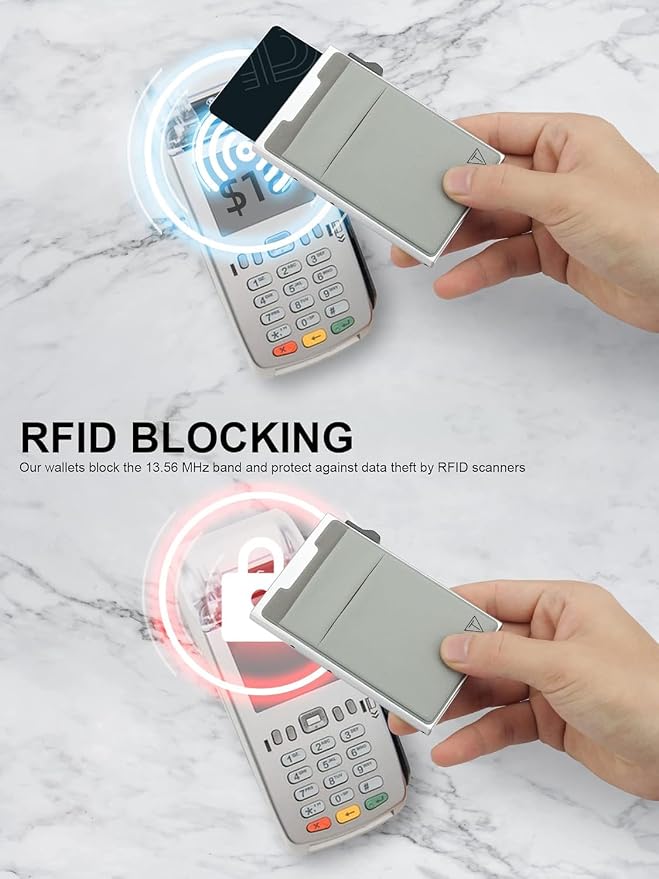 Slim Wallet for Men and Women, Pop Up Credit Card Wallet Metal Minimalist Cards - Image 3