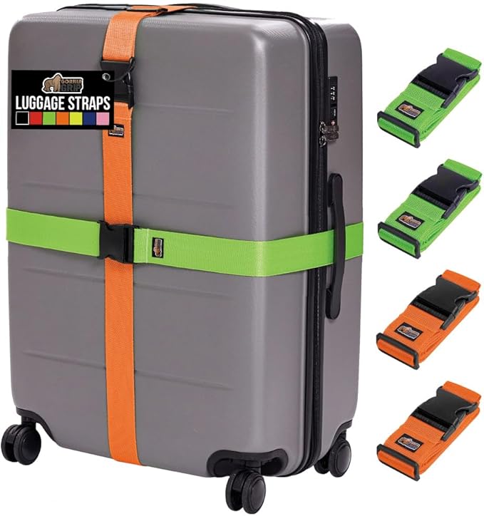 GORILLA GRIP Heavy Duty 4 Pack Adjustable Luggage Straps by GorillaGrip
