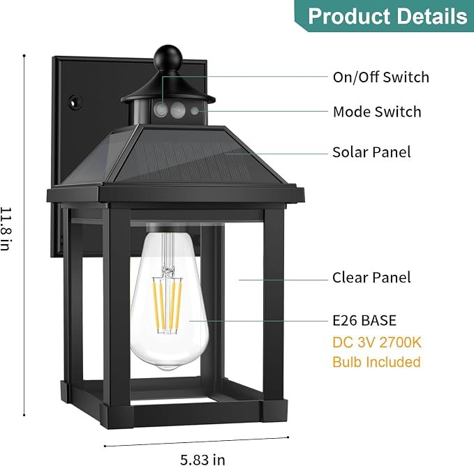Solar Porch Lights Outdoor, Solar Sconce Lights Outdoor - Image 5