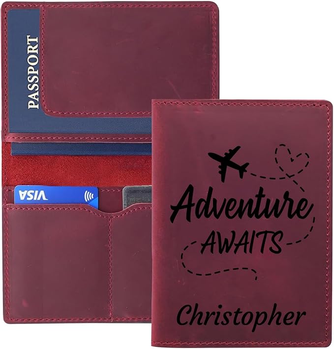 Personalized Leather Passport Holder, Custom Travel Wallet, Genuine Leather - Image 9