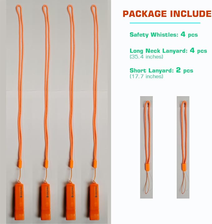 Emergency Safety Whistle with Lanyard, Loud Pea-Less Survival Whistles - Image 2