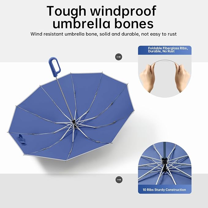 Portable Travel Umbrella, and windproof, reverse folding umbrella - Image 5