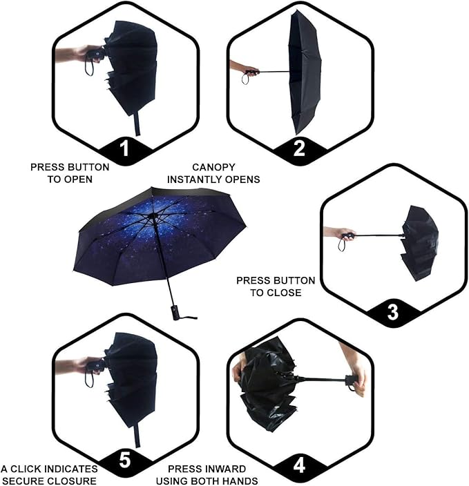 SY COMPACT Travel Umbrella Windproof Automatic Umbrellas Small Compact UV Sun - Image 6
