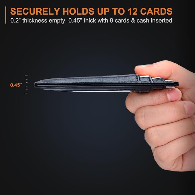 Buffway Slim Minimalist Front Pocket RFID Blocking Leather Wallets - Image 5