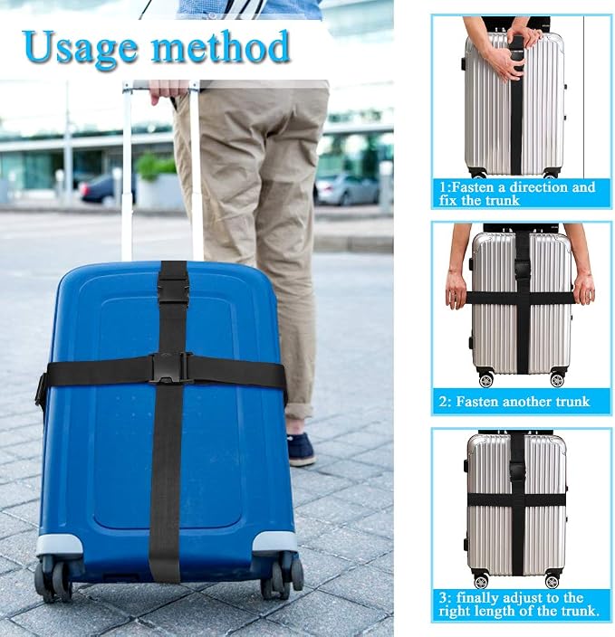 2Pcs Luggage Straps for Suitcase Travel Accessories TSA Approved, 80In Long - Image 7