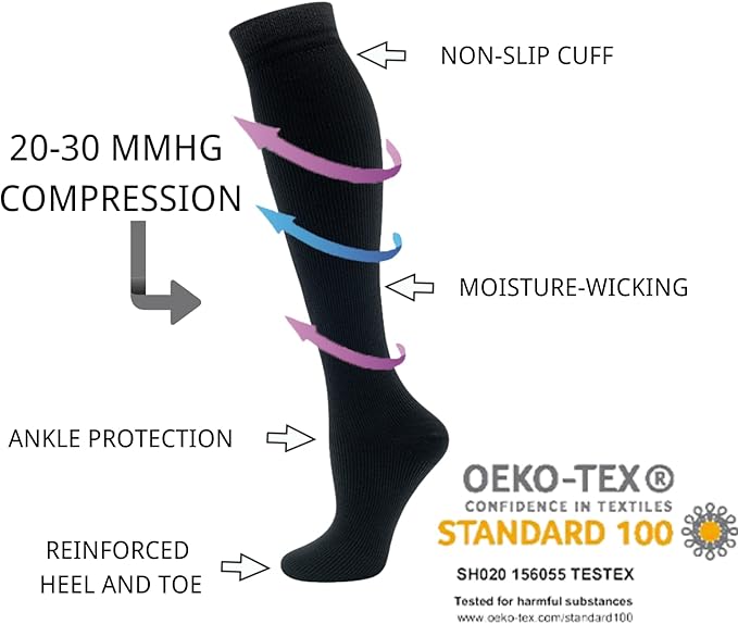 Compression Socks for Women Men Circulation Knee High 8 Pairs for Nurses - Image 3