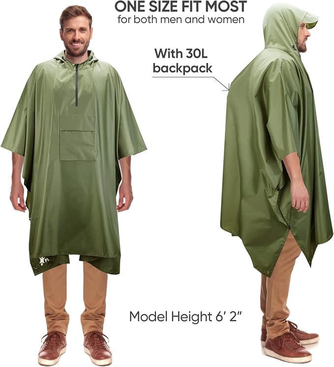 PTEROMY Hooded Rain Poncho for Adult - Image 4