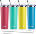 koodee 20 oz Tumbler with Lid and Straw -4 Pack Insulated Skinny Tumblers by koodee