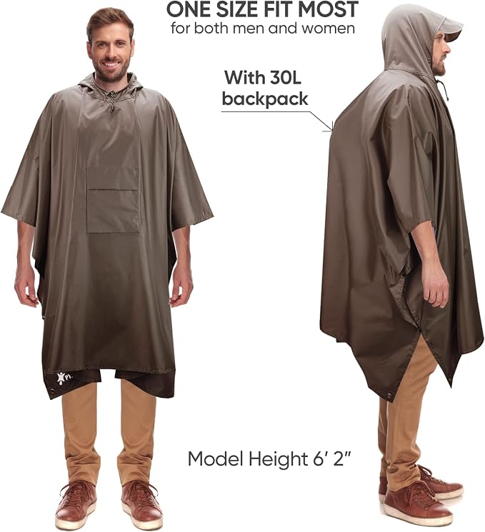 PTEROMY Hooded Rain Poncho for Adult - Image 4