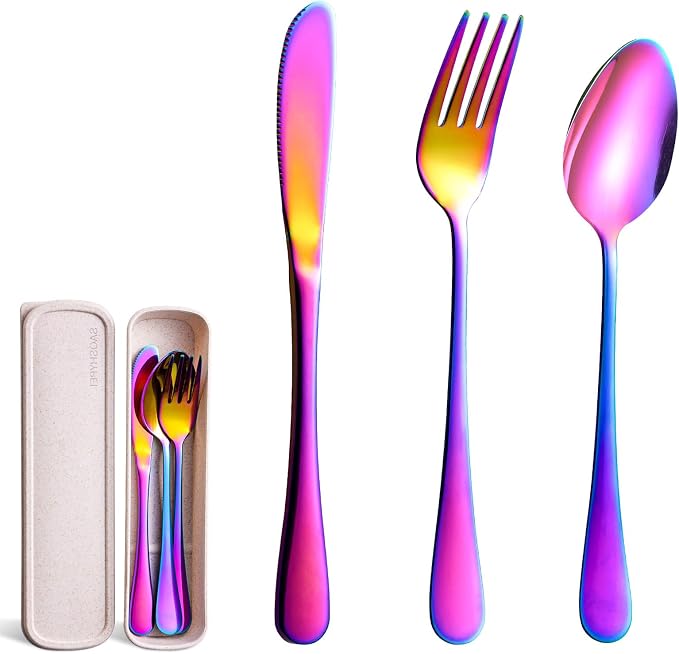 Portable Utensils Set with Case, Lunch Box Includ Fork Spoon Knife, Dishwasher - Image 4