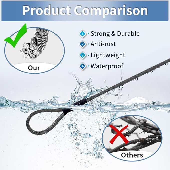 3.3mm Outdoor Travel Stainless Steel Security Cable-4ft Luggage Lock Safety - Image 3