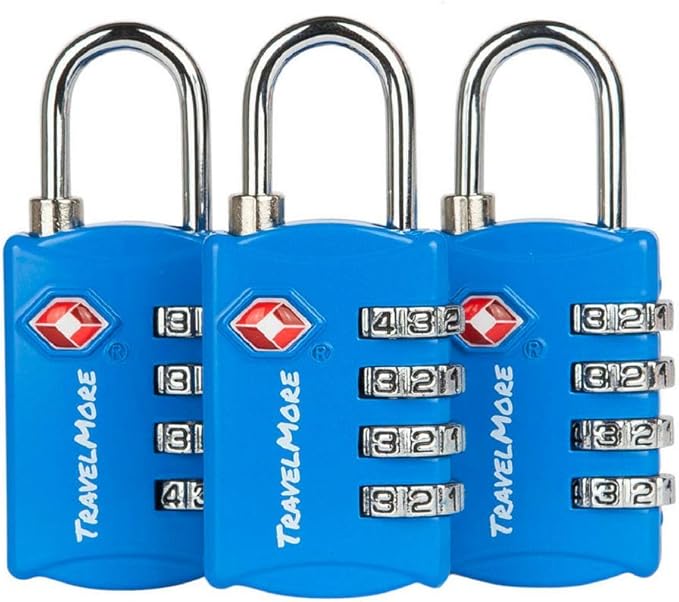 3 Pack TSA Luggage Locks with 4 Digit Combination – Heavy Duty Set Your Own by TravelMore