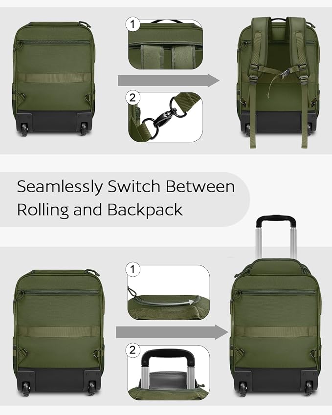 Rolling Tactical Laptop Backpack, Underseat Travel Backpack - Image 8