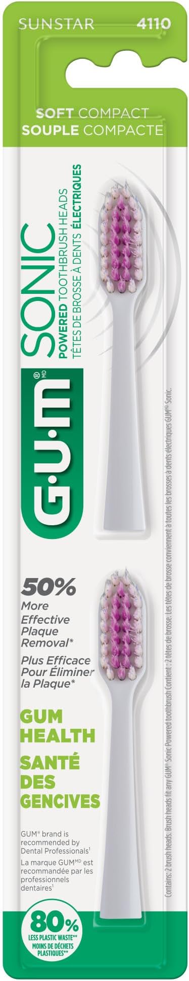 GUM Sonic Powered Toothbrush Refills, Tapered Bristles Clean Below The Gumline - Image 5
