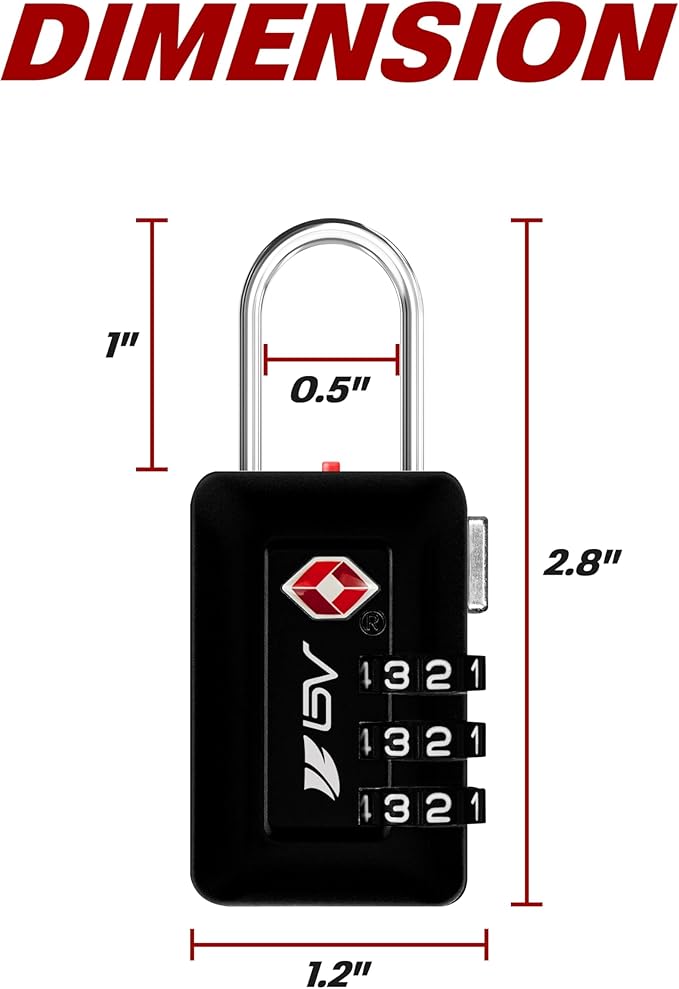 BV TSA Accepted Luggage Travel Lock, Set-Your-Own Combination Lock - Image 3
